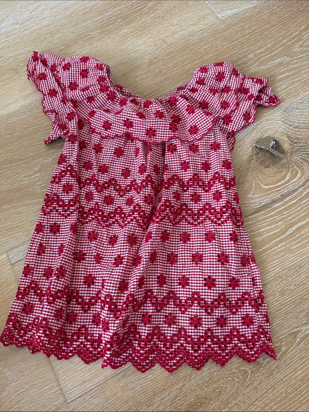 Doen Girls Red Gingham Floral Dress size 2T